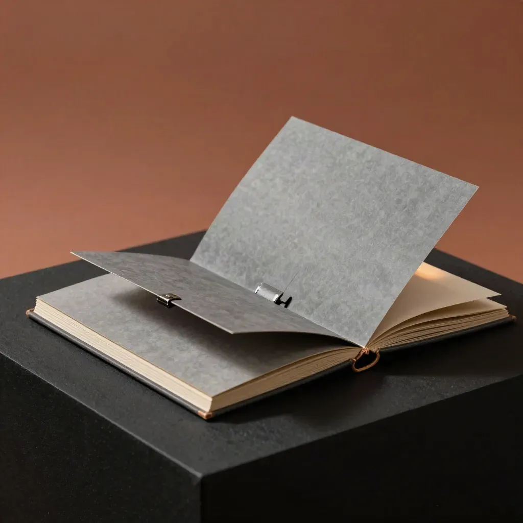 Öppen analysfolio i mörk studio, hård sidoljus och två kort som sticker ut.